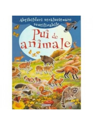 Abtibilduri stralucitoare reutilizabile.Pui de animale