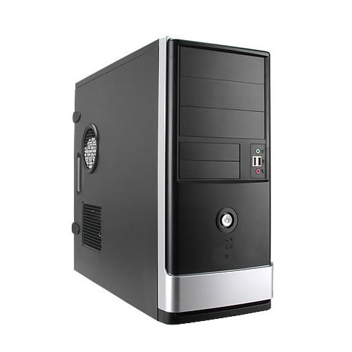 Корпус InWin ATX Miditower EA002 Black/Silver, 400W 12cm fan, 2xUSB2.0, Mic-in, Line-out