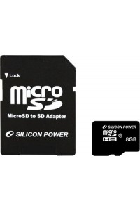 Карта памяти Silicon Power 8 GB microSDHC Class 10 + SD adapter