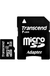 Карта памяти Transcend 8 GB microSDHC class 4 + SD Adapter TS8GUSDHC4