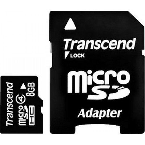 Карта памяти Transcend 8 GB microSDHC class 4 + SD Adapter TS8GUSDHC4