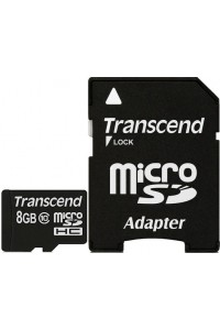 Карта памяти Transcend 8 GB microSDHC class 10 + SD Adapter TS8GUSDHC10