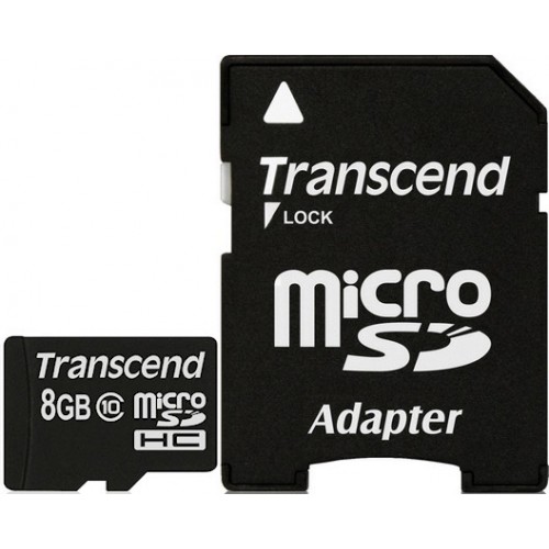 Карта памяти Transcend 8 GB microSDHC class 10 + SD Adapter TS8GUSDHC10